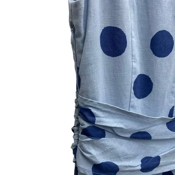 Boden Lois Linen Blend Blue Polka Dot Sleeveless Fit & Flare Dress Size 6R - Picture 11 of 12